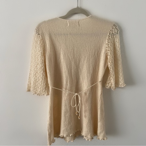 Vintage look boho cream blouse wandering sage large eco friendly clothing top - Picture 4 of 6